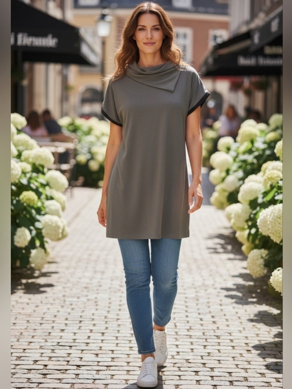 “JOSEPH RIBKOFF” Draped Cowl Neck Tunic